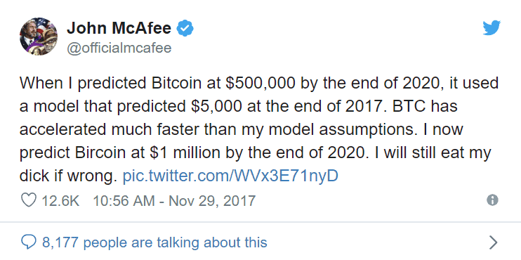 john mcafee bitcoin bet